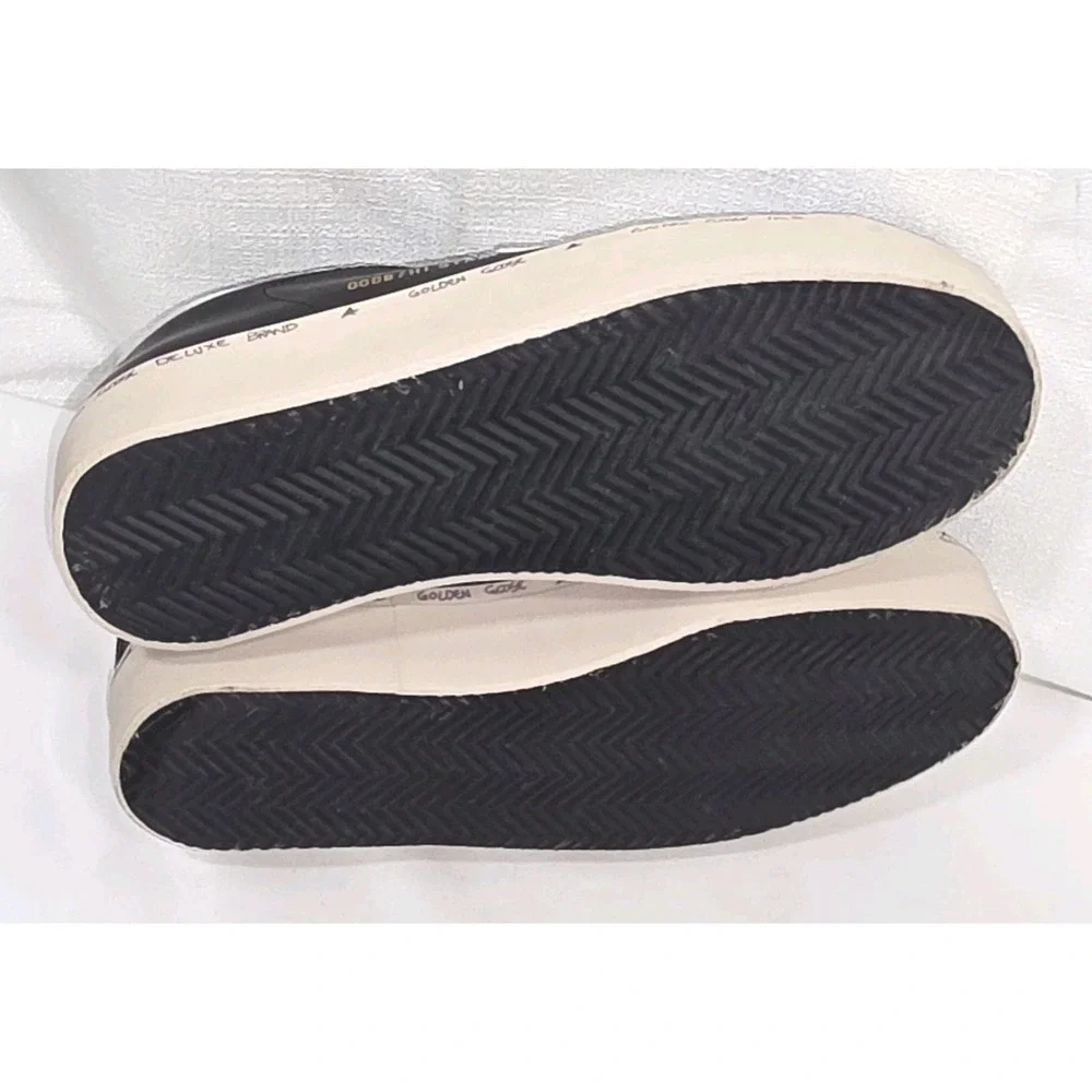 Golden Goose Hi Star Classic Shoes Womens Size 38 Black Silver Colorway Leather